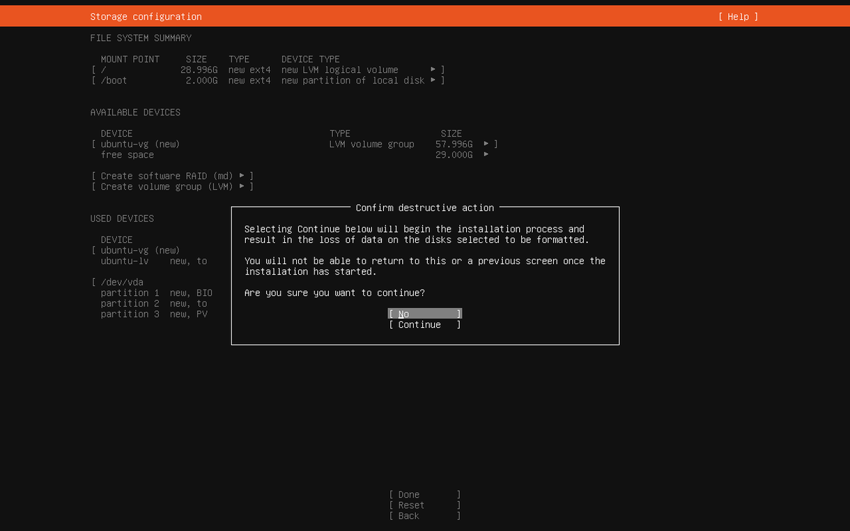 AlgaPSA appliance installer confirm destructive action prompt before formatting the disk