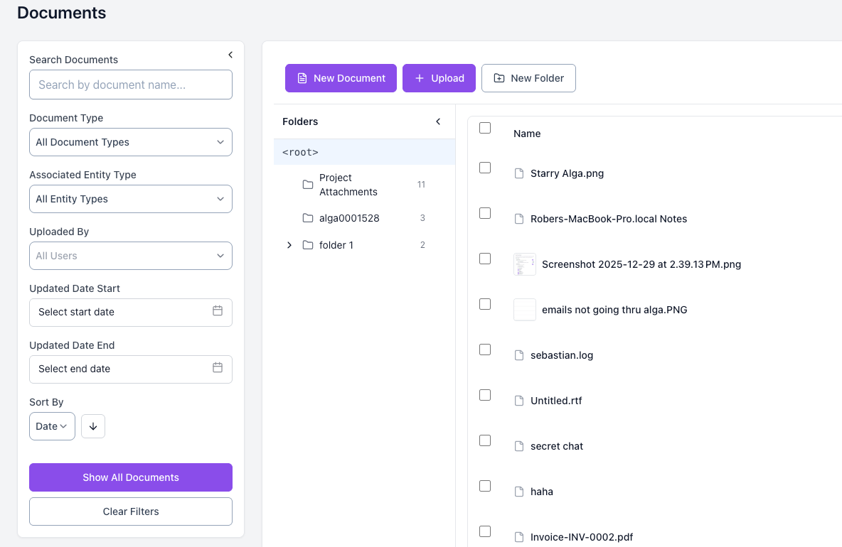 Centralized Document Uploads and Storage